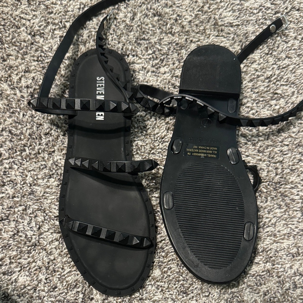 Steve Madden Black Pyramid Stud Sandals